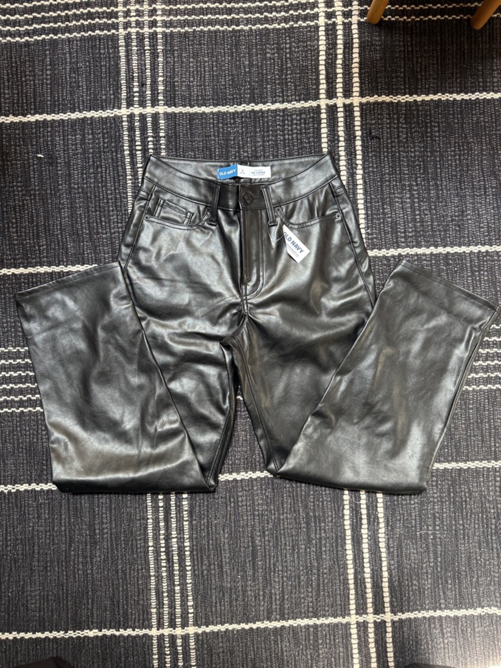Old Navy Black Faux Leather Straight-Leg Pants